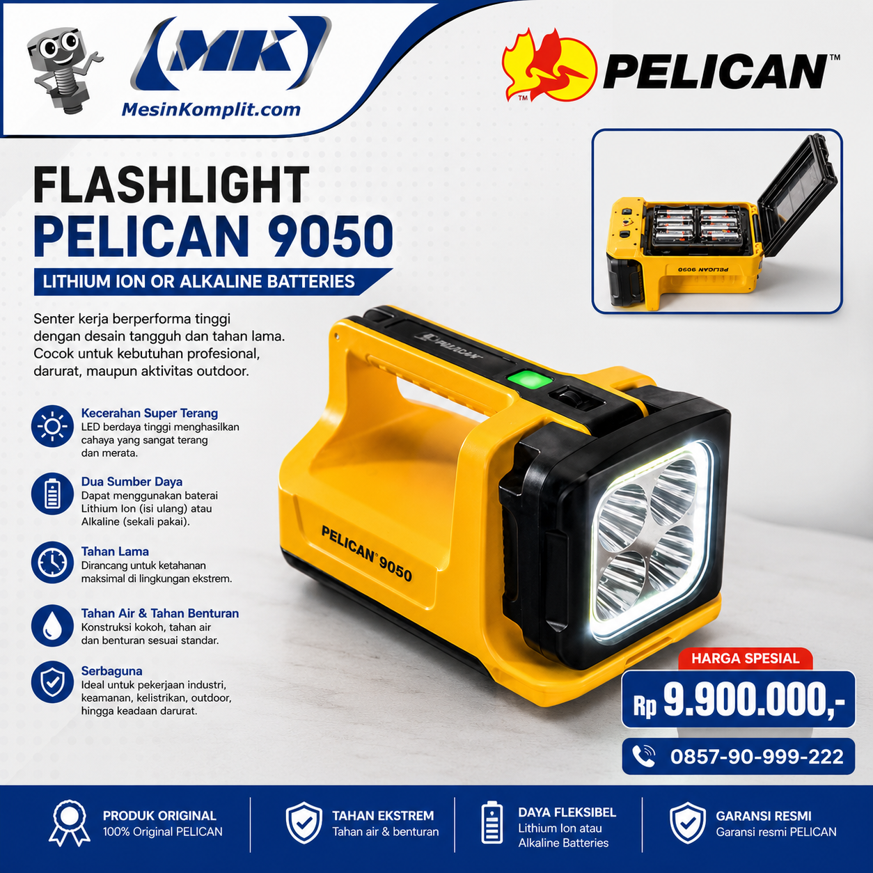 Lampu Pelican 9050 Batera...